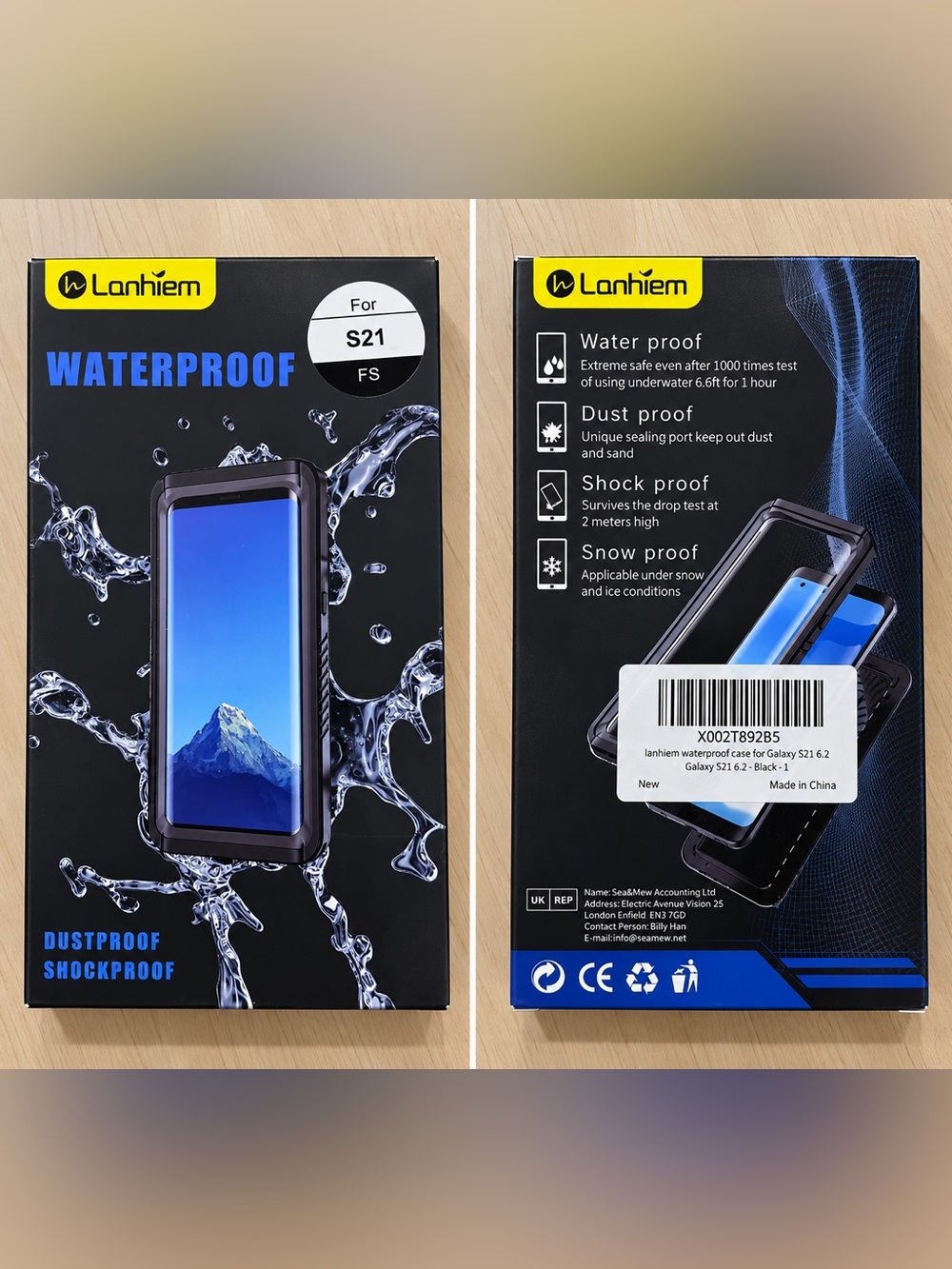 Waterproof Black Case for Samsung S21